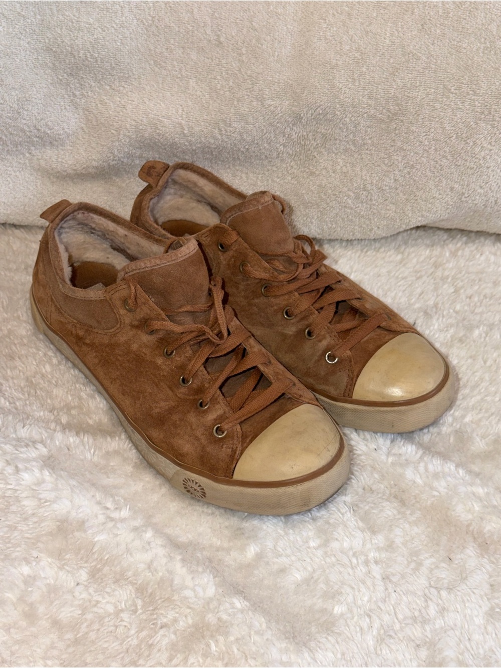 UGG Evera Brown Suede Shearling Lined Low Top Sneakers